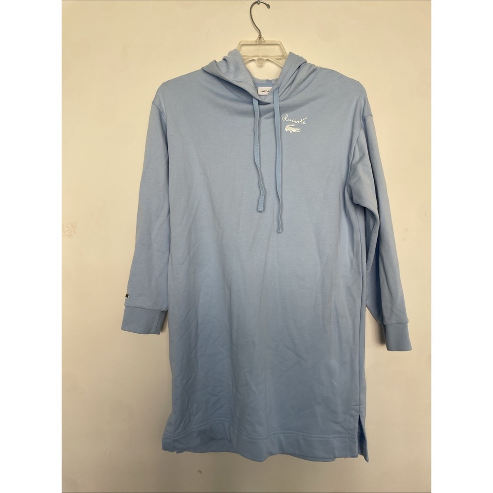 Lacoste Oversized Sweatshirt Dress Size 34 Light Blue